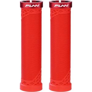 image:imageFunn Hilt Mountain Bike Handlebar Grips with Single Lock On Clamp Lightweight and Ergonomic Bicycle Handlebar Grips with 22 mm Inner Diameter Unique Patterned Bicycle Grips for MTBBMXRed