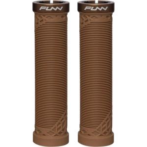 image:imageFunn Hilt Mountain Bike Handlebar Grips with Single Lock On Clamp Lightweight and Ergonomic Bicycle Handlebar Grips with 22 mm Inner Diameter Unique Patterned Bicycle Grips for MTBBMXBrown